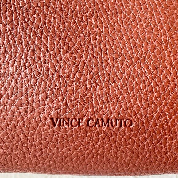 Vince Camuto Luck Tote Brown/Black Pebbled Vegan Leather Shoulder Bag Handbag - Picture 4 of 5